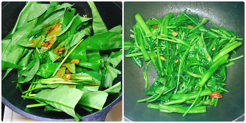 空芯菜炒め ✦パットパックブンファイデーン✦|タイ料理レシピ 食べタイｂｌｏｇ