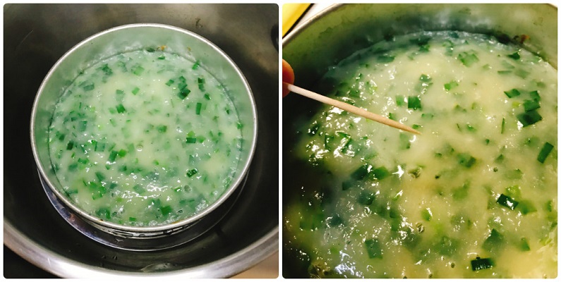 蒸しあがったニラ饅頭生地