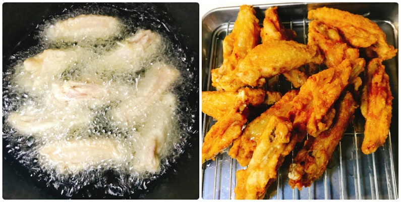 180℃の油で揚げる手羽先