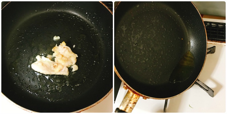 鶏脂で油を取る