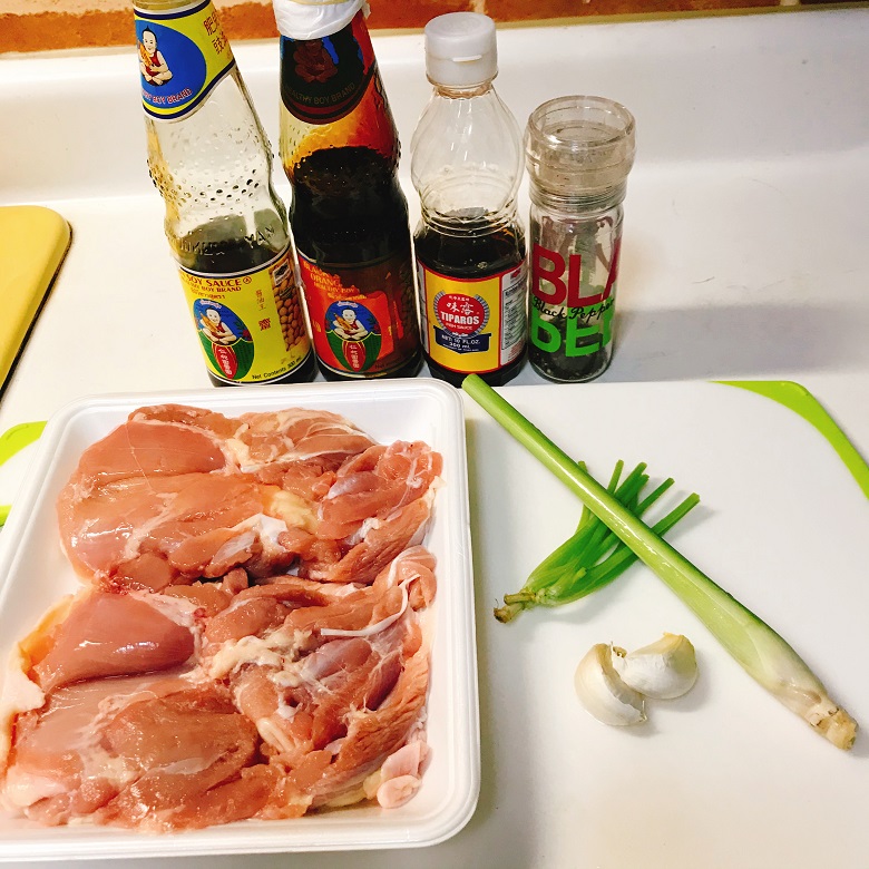 タイ風焼き鳥、ガイヤーン材料