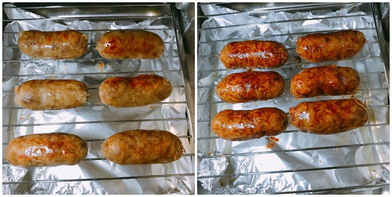弱火でじっくり焼き上げるタイソーセージ