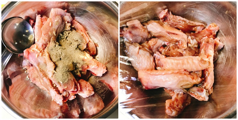 下味をつける手羽先