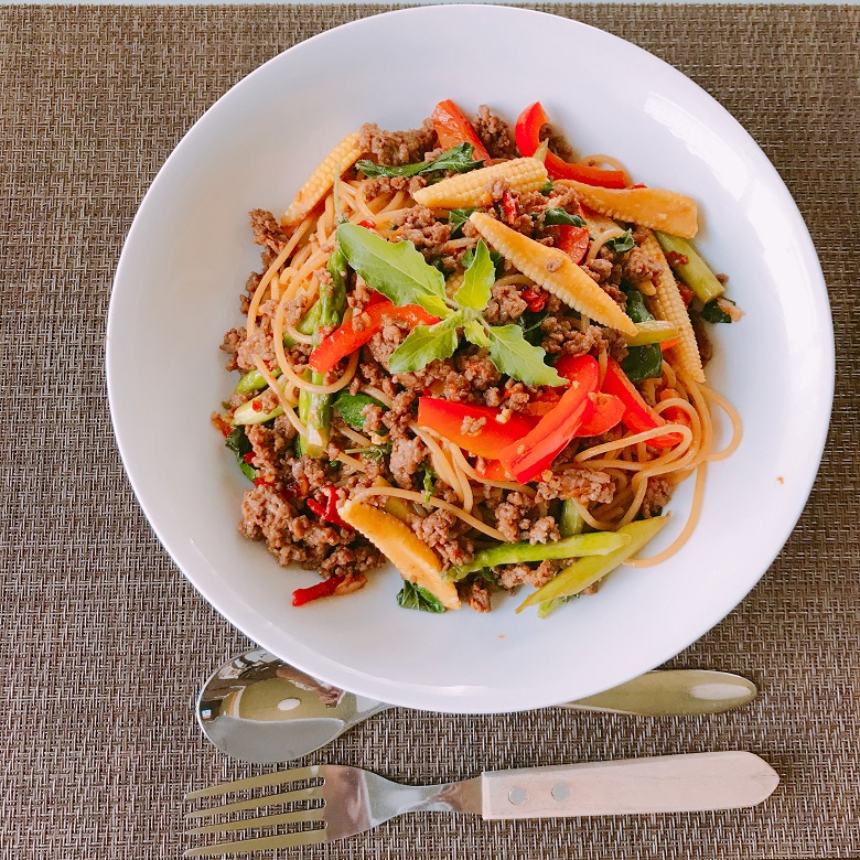 いただきまーす　スパゲッティ 絶品タイの激辛スパゲティー ✦スパゲティーパットキーマオ✦|タイ料理